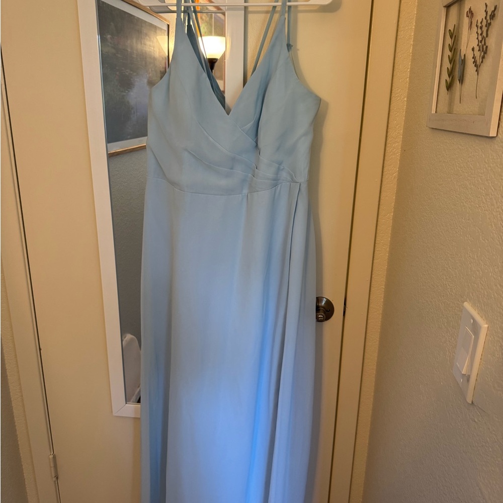 Azazie Blue Spaghetti Strap Sleeveless Gown